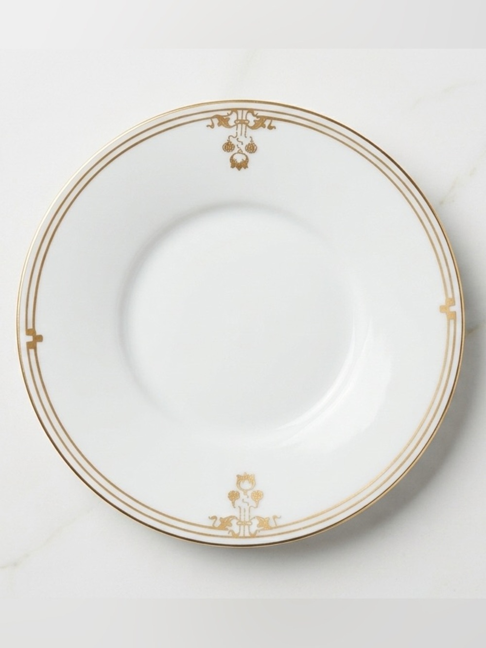 Antique Victoria Austria 5" Porcelain Saucer Gold Floral Art Nouveau